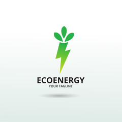 Eco Energy Logo Template. Illustration vector graphic. Design concept Electrical Bolt With leaf symbol. Perfect for corporate, technology, initial , community and more technology brand identity