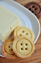 button cookies and butter