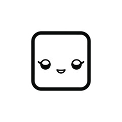 Happy square emoji cute vector character illustration design
