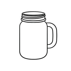 Mason jar mug line art vector outline illustration design