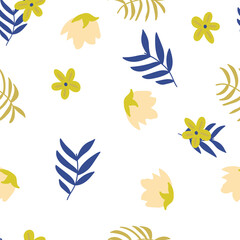 Seamless floral pattern with hand-drawn flower vector illustration. Good for fabric, wallpaper, textile, cover, stationary, poster, card.