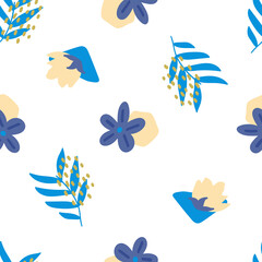 Fototapeta na wymiar Seamless floral pattern with hand-drawn flower vector illustration. Good for fabric, wallpaper, textile, cover, stationary, poster, card.