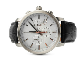 Mechanical watch isolated on white background, close up