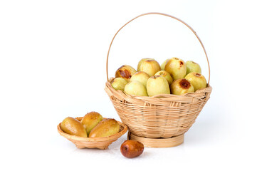 Chinese jujubes isolated on white background.