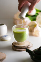 Matcha tea with milk