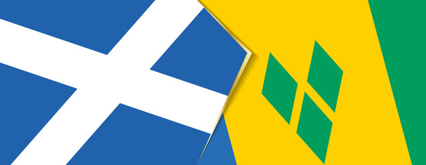 Scotland and Saint Vincent and the Grenadines flags, two vector flags.