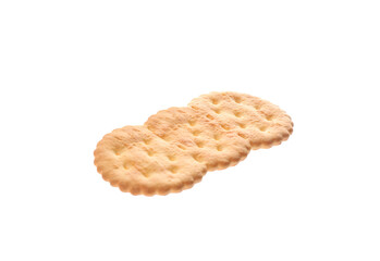 Crispy cracker isolated on white. Delicious snack