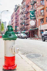 Detail of a fire hydrant in the New York neighborhood of Little Italy