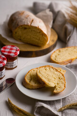 Homemade bread on a white background