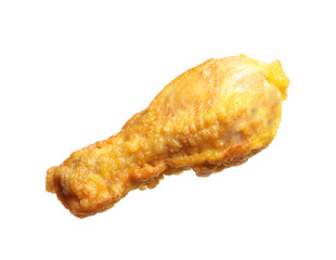 Tasty deep fried chicken drumstick isolated on white
