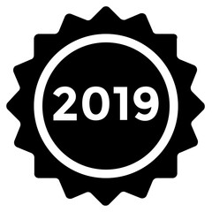 
New year badge solid icon 

