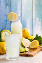 Freshly made cold homemade lemonade cup