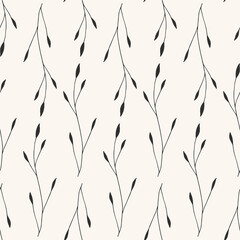 Elegant botanical seamless pattern. Abstract leaves repeat background. Vector illustration.