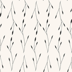Elegant botanical seamless pattern. Abstract leaves repeat background. Vector illustration.