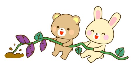 秋の芋ほりのイラスト　子供向け