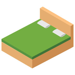 
Place to sleep, bed isometric icon 
