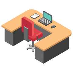 
Office workplace, employer table flat icon 
