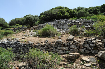 Fototapeta na wymiar Les ruines de Dréros près d'Agios Nikolaos en Crète