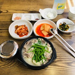 pork soup with some side dish