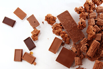 Delicious chocolate on white background