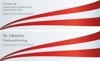 Flag of Austria, Declaration of Neutrality, Austria Independence Day, 26 October. Bright, colorful vector illustration