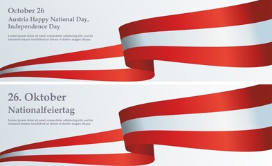 Obraz premium Flag of Austria, Declaration of Neutrality, Austria Independence Day, 26 October. Bright, colorful vector illustration