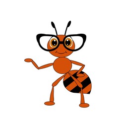cute cartoon animal with  glasses vector illustration	
