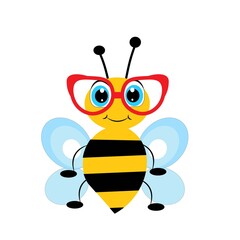 cute cartoon animal with  glasses vector illustration	
