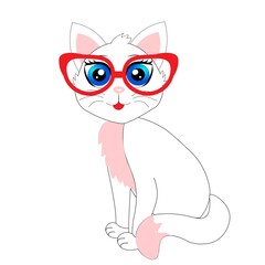 cute cartoon animal with  glasses vector illustration	

