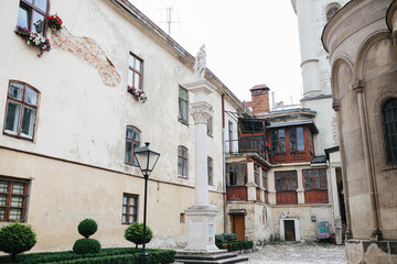 Fototapeta na wymiar old architecture building city of Lviv Ukraine historical town center