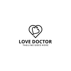 Illustration modern doctor stethoscope sign modern connect with heart sign logo design 