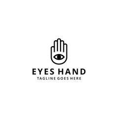 Illustration abstract hand with eyes sign logo design template