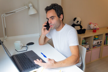 Fototapeta premium businessman working from home due to covid19 pandemic