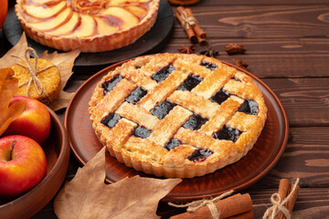 Traditional homemade pie for Thanksgivingautumn holiday