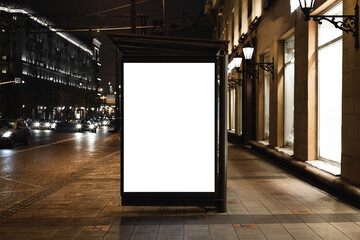 blank billboard at night