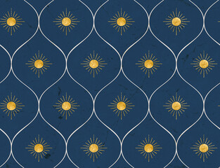 Modern Ethnic Pattern With Textured Sun Shape Marble Background Interior and Upholstery Concept Style Design With Trendy Fashion Colors