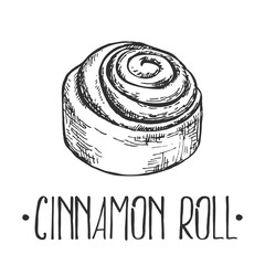 Hand drawn vector illustration cinnamon roll with lettering