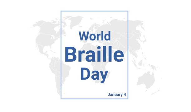 World Braille Day international holiday card. January 4 graphic poster