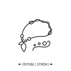  Necklace line icon in boho style. Outline drawing. Ethnic handmade accessory. Protective tribal amulet. Indian magic, shamanism. Hippie style. Isolated vector illustrations. Editable stroke