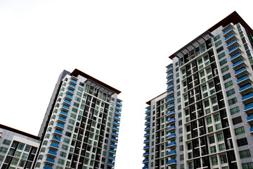 Fototapeta na wymiar Isolated tall condominium building, residential.