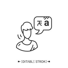 Native speaker line icon. Speaking practice. Foreign languages learning methods and translation education concept. Foreign language tutor. Isolated vector illustration. Editable stroke