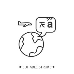 Language travel line icon. Spoken phrases learning.Foreign languages learning methods and translation education concept. Isolated vector illustration. International communication.Editable stroke