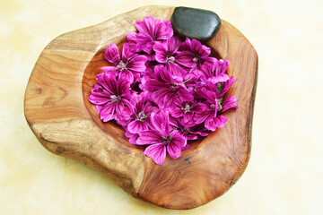 Mallow Blossoms in a Bowl, Spa treatment, Wellness
