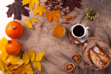 coffee and autumn harvest concept