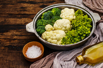 Assorted broccoli, romanesco and cauliflower