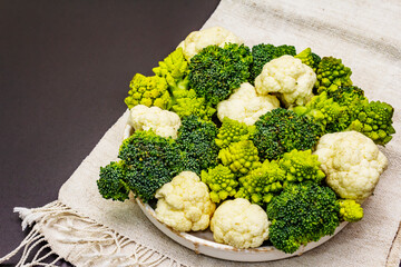 Assorted broccoli, romanesco and cauliflower