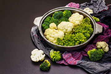 Assorted broccoli, romanesco and cauliflower