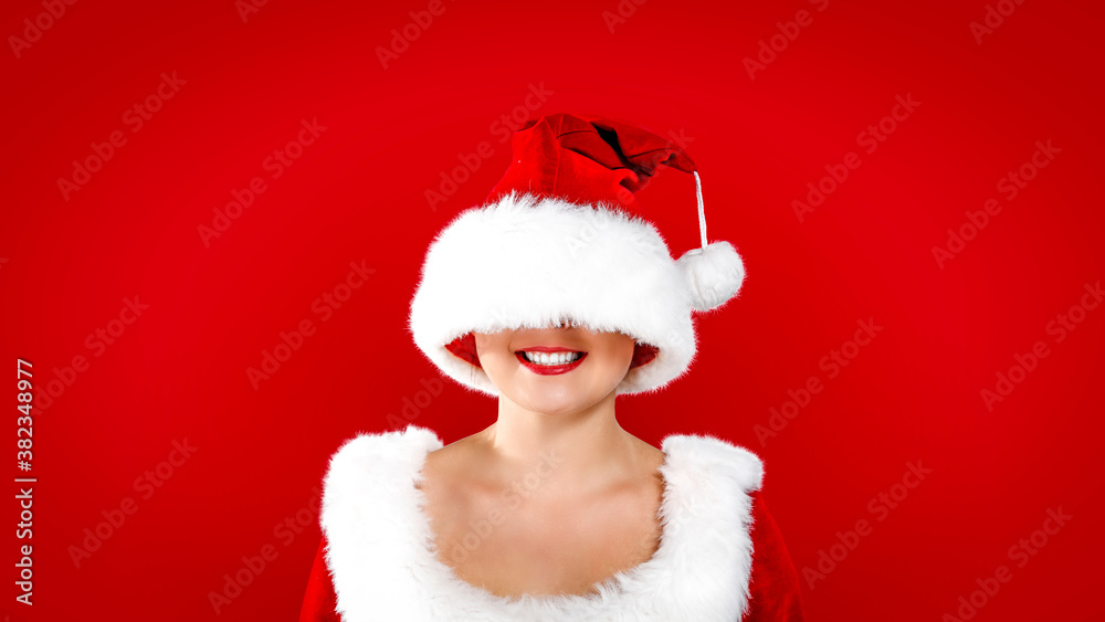 Poster santa claus woman and free space for your decoration