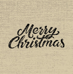 Merry Christmas. Calligraphic retro Christmas card design with grunge texture. Vector illustration.