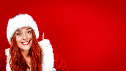 Santa Claus woman and free space for your decoration 
